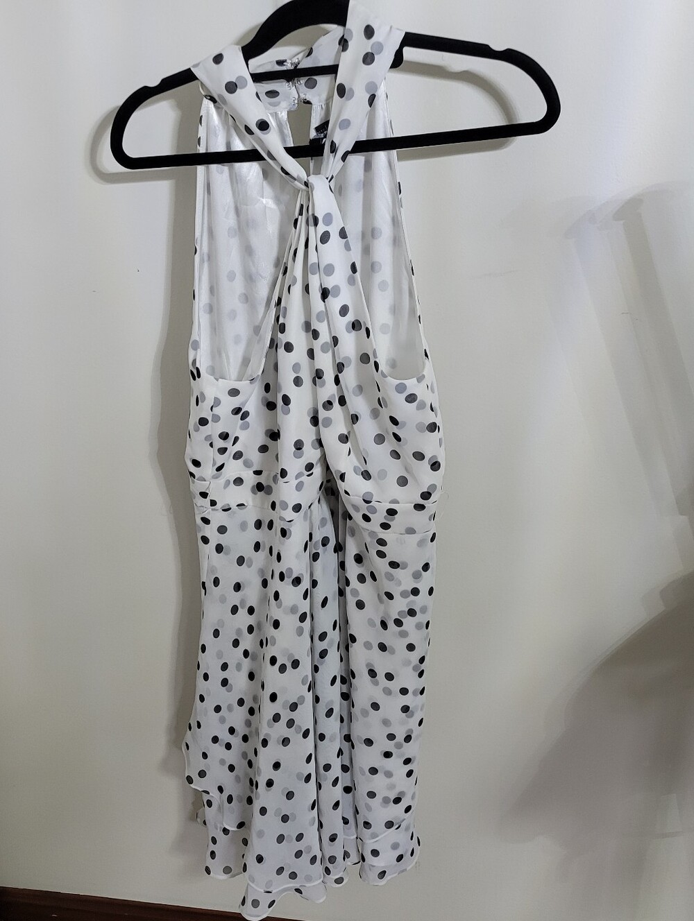 NWT (No Belt) White House Black Market Polka Dot Halter Dress, Size 14